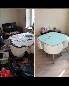 Avant après : nettoyage extrême d'une salle à manger par GSI 3D dans le Nord